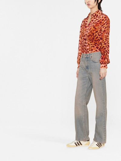 Stella Mccartney Leopard-print Silk Crepe De Chine Shirt In Pink