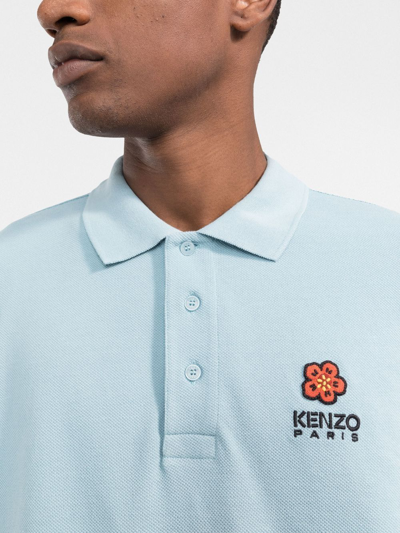 Shop Kenzo Boke Flower Logo-embroidered Polo Shirt In Blue