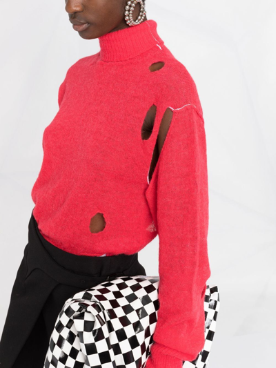 Mm6 Maison Margiela Half Glove Sleeves Turtle-neck Jumper In Pink