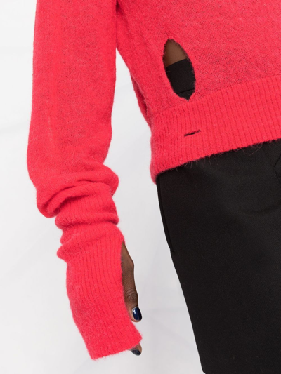 Mm6 Maison Margiela Half Glove Sleeves Turtle-neck Jumper In Pink