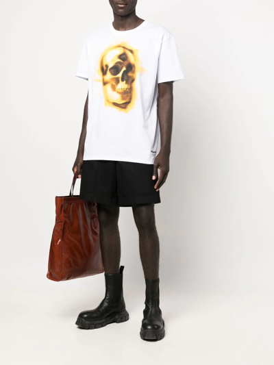 Shop Alexander Mcqueen Skull-print Round-neck T-shirt In White