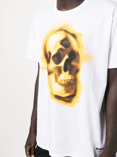 Shop Alexander Mcqueen Skull-print Round-neck T-shirt In White