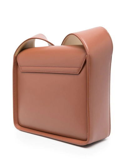 Shop Jil Sander Medium Leather Shoulder Bag In Brown