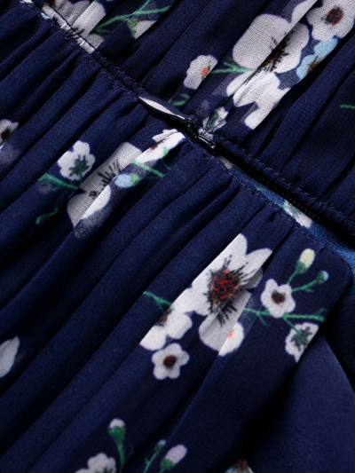 Shop Self-portrait Floral-print Halter-neck Dress In Blue