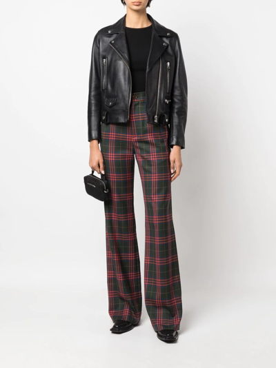 Shop Vivienne Westwood Tartan-pattern High-waist Trousers In Green