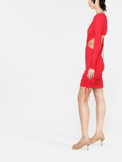 Shop Manurí Patricia Ruched-detail Mini Dress In Red