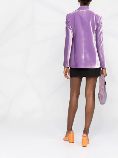 Shop Boutique Moschino Velvet Peak Lapels Blazer In Purple