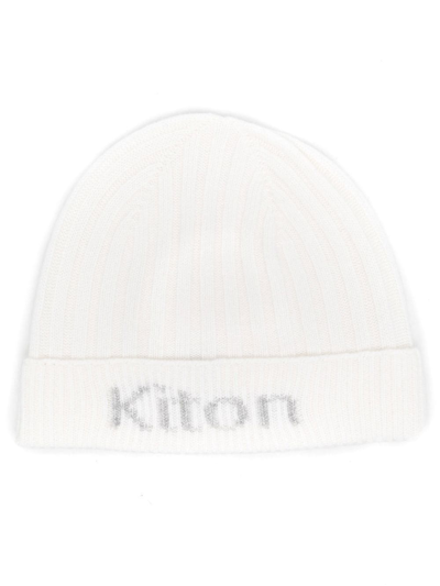 Shop Kiton Logo-intarsia Knit Beanie In White