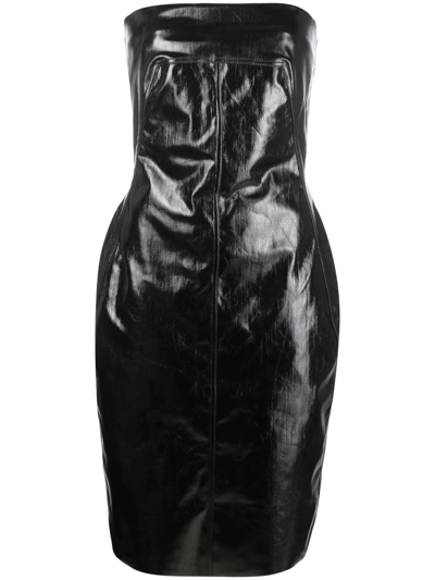 Shop Rick Owens Square-neck Strapless Dress In Black