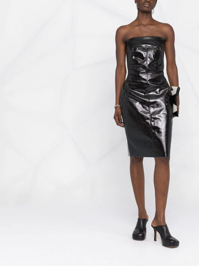 Rick Owens Black Bustier Denim Minidress In Black