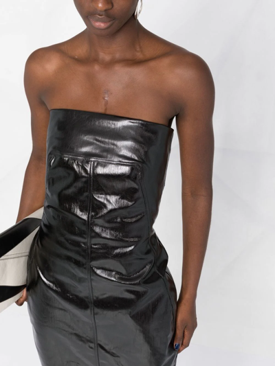 Rick Owens Black Bustier Denim Minidress In Black