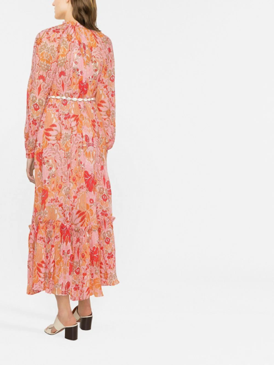 Shop Zimmermann Patti Floral-print Belted Maxi Dress In Orange