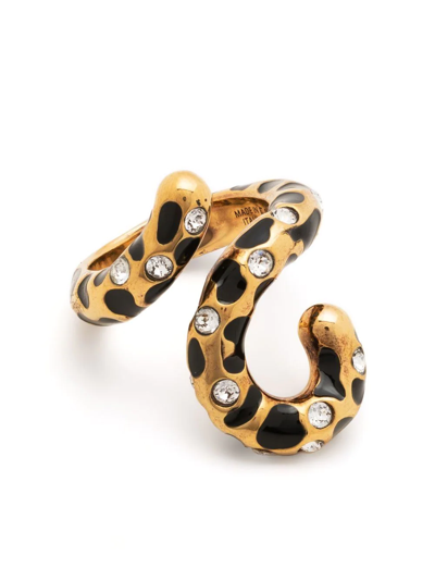 Shop Lanvin Crystal-embellished Sculpted Ring In Gold