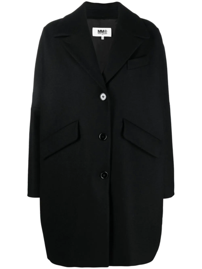 Shop Mm6 Maison Margiela Coccon Single-breasted Coat In Black