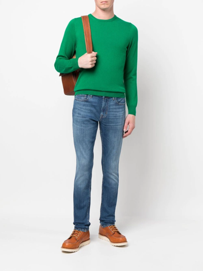 Shop Malo Round-neck Knit Jumper In Green