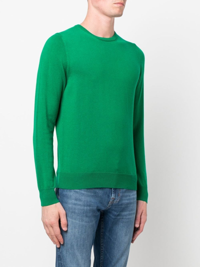 Shop Malo Round-neck Knit Jumper In Green