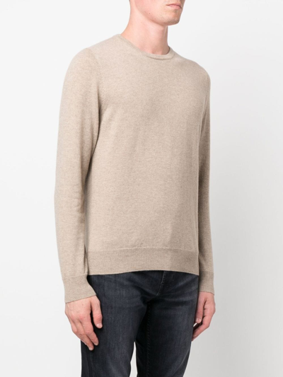 Shop Malo Round-neck Knit Jumper In Neutrals