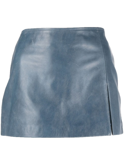 Shop Manokhi Panelled Leather Mini Skirt In Blue
