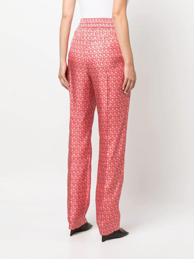 Ferragamo High-waisted Trousers In Red