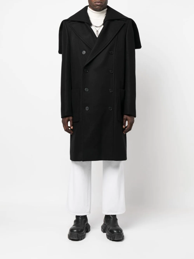 Balmain Double Lapel Double-breasted Coat In Black