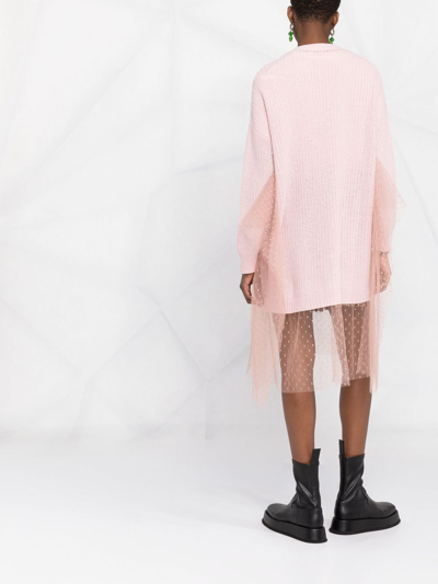 Shop Red Valentino Point D'esprit-tulle Longline Cardigan In Pink