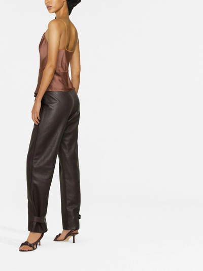 Helmut Lang Asymmetric Draped Satin Top In Brown