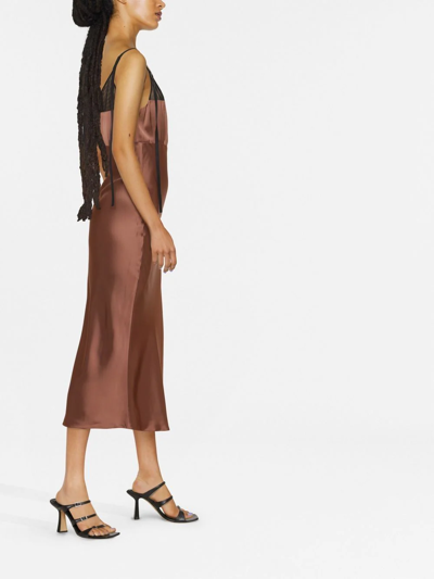 Shop Helmut Lang Panelled V-neck Midi Dress In Brown