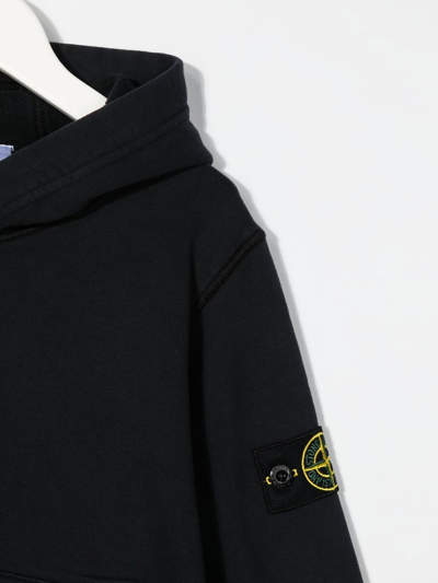 Shop Stone Island Junior Compass-logo Hoodie In Blue