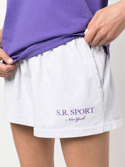 Shop Sporty And Rich Logo-print Shorts In Grey