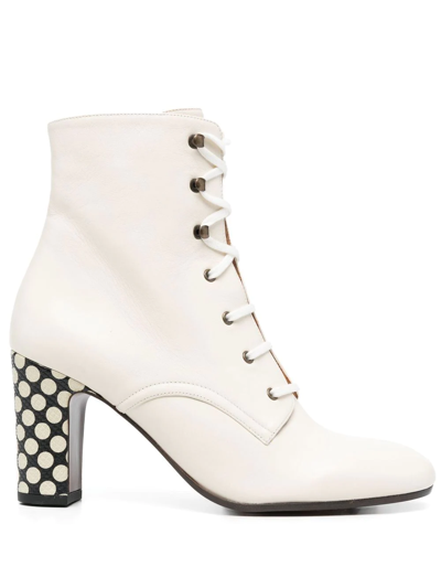 Shop Chie Mihara Spot-print 85mm Leather Boots In Neutrals