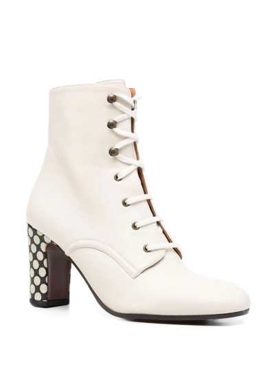 Shop Chie Mihara Spot-print 85mm Leather Boots In Neutrals