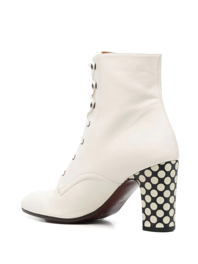 Shop Chie Mihara Spot-print 85mm Leather Boots In Neutrals