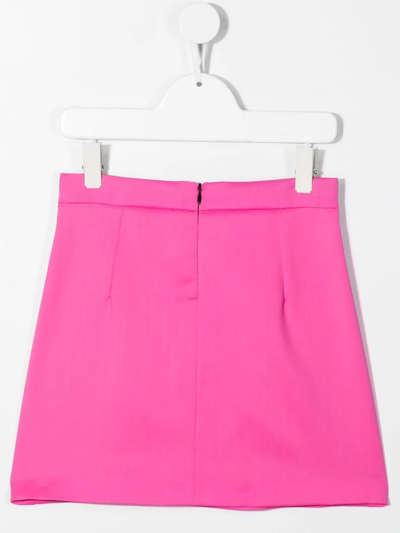 Shop Balmain Decorative Button Detail Skirt In Pink