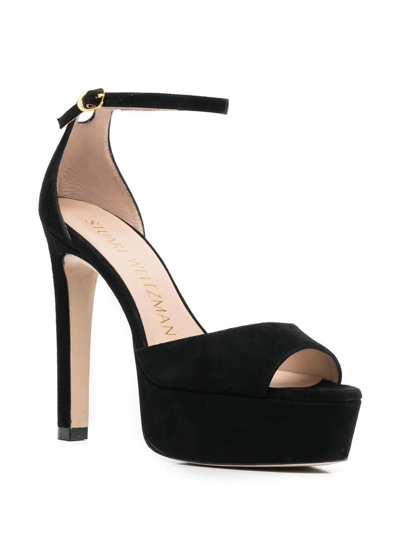 Stuart Weitzman Women's Discoplatform Suede Ankle Loop Sandals In Black