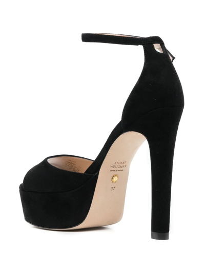Stuart Weitzman Women's Discoplatform Suede Ankle Loop Sandals In Black
