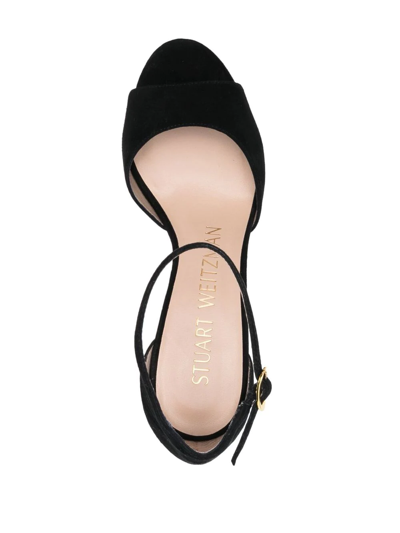 Stuart Weitzman Women's Discoplatform Suede Ankle Loop Sandals In Black