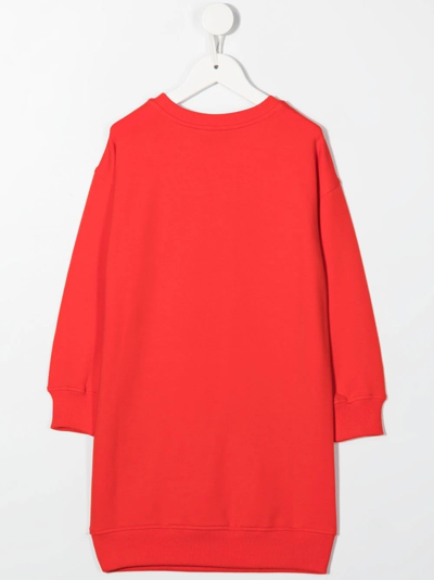 Shop Moschino Teddy Bear-print Sweatshirt Dress In Red