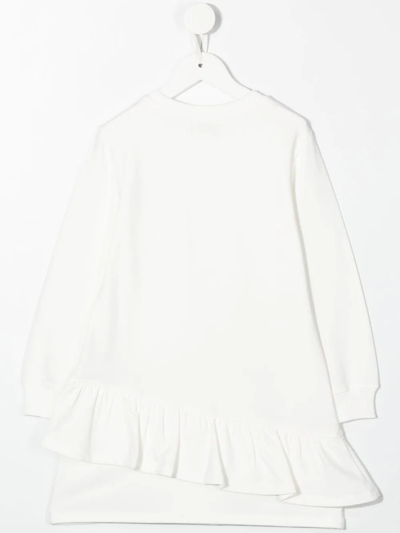 Shop Moschino Crossbody-bag-print Ruffled Dress In White