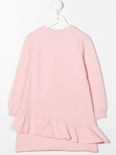 Shop Moschino Crossbody-bag-print Ruffled Dress In Pink
