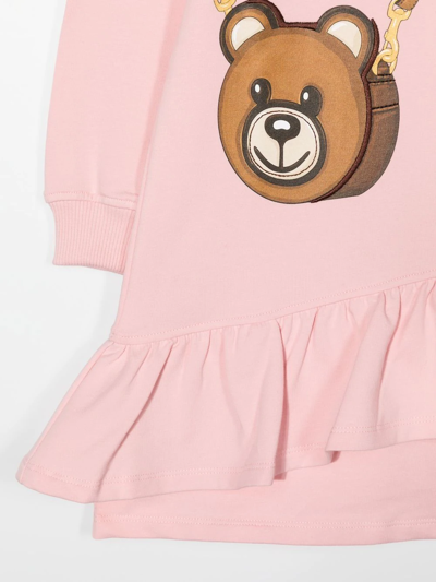 Shop Moschino Crossbody-bag-print Ruffled Dress In Pink