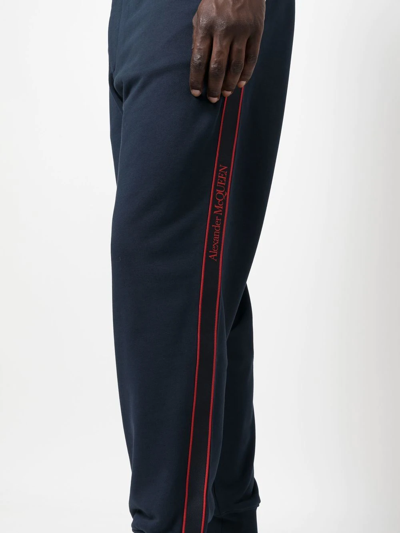 Shop Alexander Mcqueen Logo-trim Track Pants In Blue