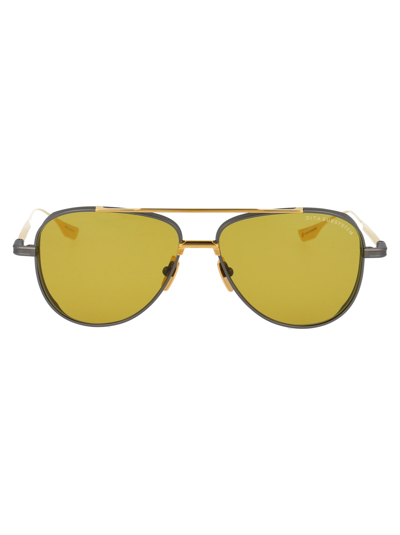 Shop Dita Susystem Sunglasses In Black Iron Yellow Gold W/ Golden Amber