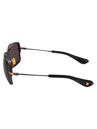 Shop Dita Symeta - Type 403 Sunglasses In Black Rhodium - Yellow Gold W/ Dark Grey - Ar