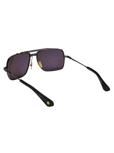 Shop Dita Symeta - Type 403 Sunglasses In Black Rhodium - Yellow Gold W/ Dark Grey - Ar