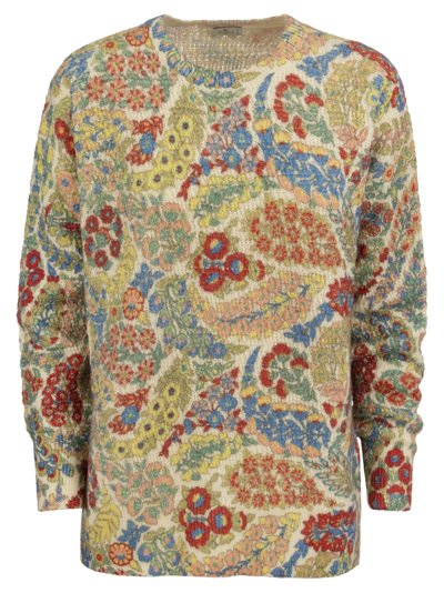 Shop Etro Wool And Alpaca Jumper With Print In Multicolor