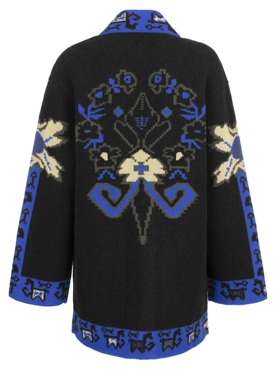 Shop Etro Jacquard Knit Coat With Geometric Patterns In Black