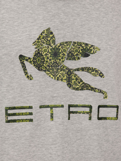 Shop Etro T-shirt With Logo And Pegasus In Grey