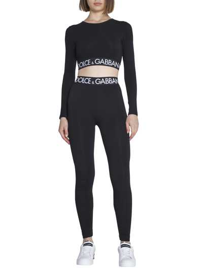 Dolce & Gabbana Black Cotton Long Sleeve T-shirt In Nero | ModeSens
