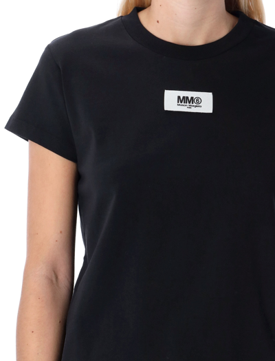 Shop Mm6 Maison Margiela Logo Patch T-shirt In Black