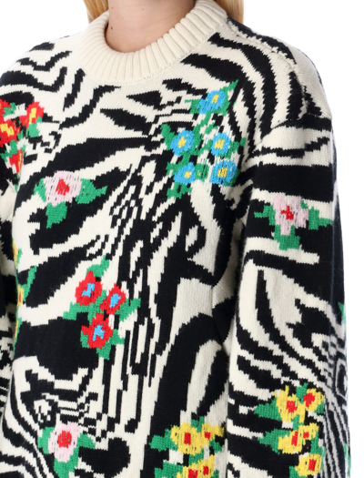Shop Philosophy Di Lorenzo Serafini Flower And Zebra Jacquard Jumper In Multicolor